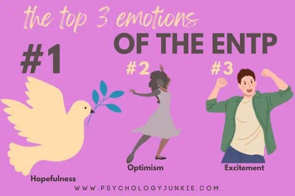 The top 3 emotions of the ENTP (hopefulness, optimism, excitement)