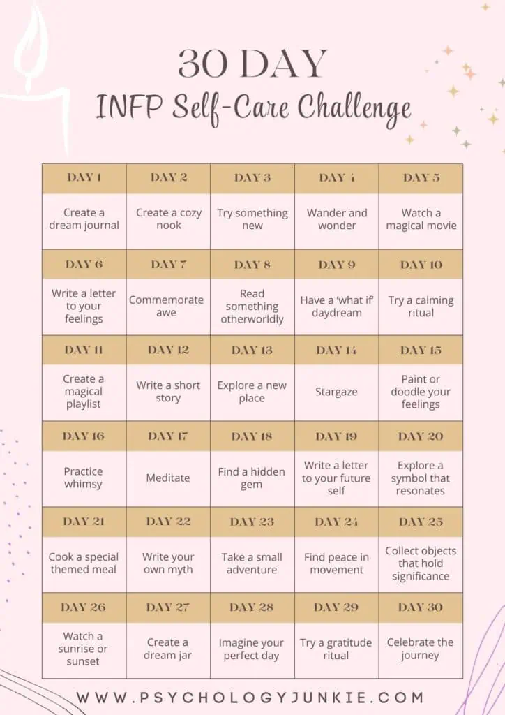 30 days of inspiring activities for INFPs. #INFP