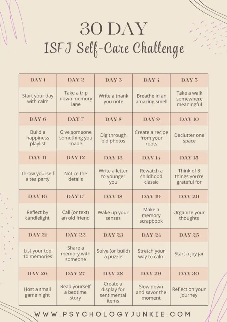 30 Day ISFJ Self-Care Challenge